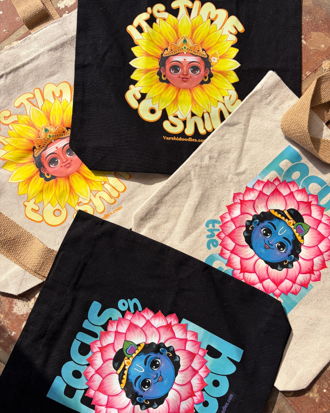 KRISHNA “FOCUS ON THE GOOD “ Tote bag || PRE ORDER || FREE SHIPPING || Pre-order closes Sep 30 || Ships from Oct 1st week