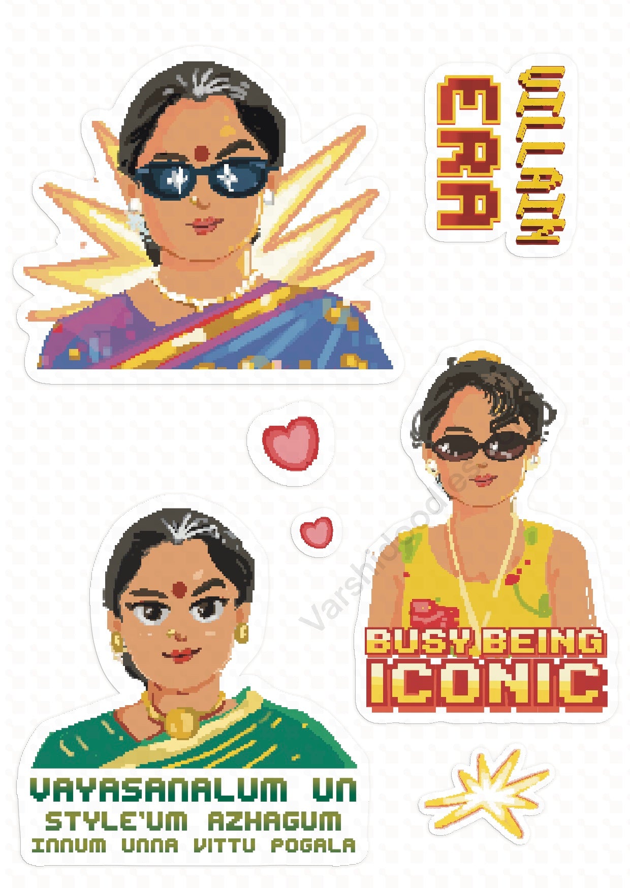 Neelambari sticker sheet || Padayappa movie || size A6 || pixel art