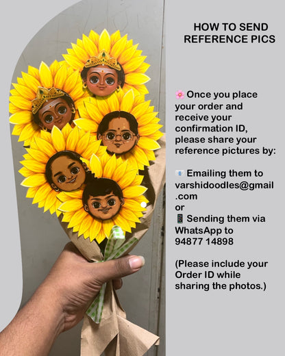 Customised FLOWER HEADS with Custom Doodle Calendar Featuring You, Your Pets, or Your People || Monthly calendar || Free shipping