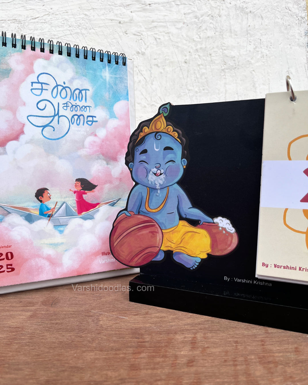 Krishna || PREORDER || wooden desk calendar 2025 || your new desk buddy.!!