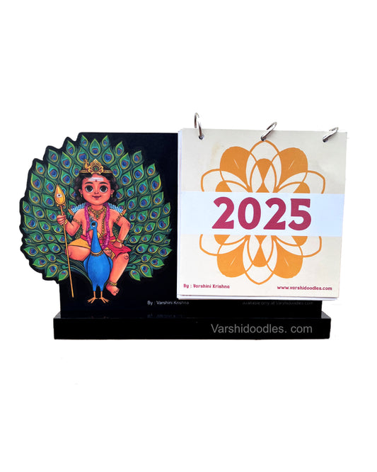 MayilVaganan Murugan 🦚|| PREORDER || wooden desk calendar 2025 || your new desk buddy.!!