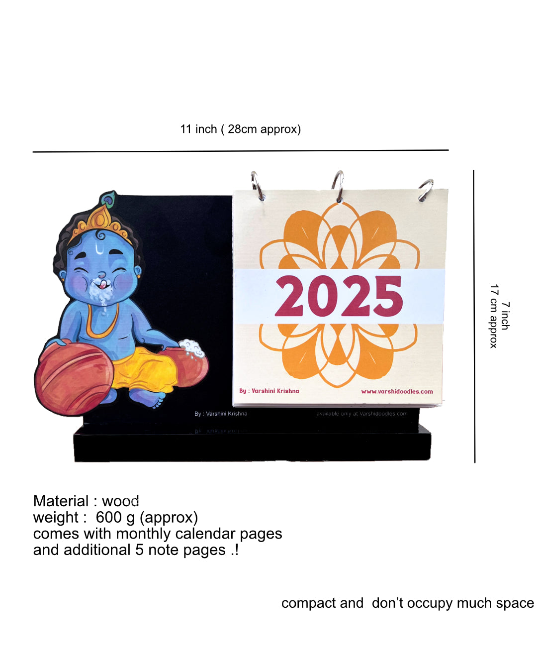 Krishna || PREORDER || wooden desk calendar 2025 || your new desk buddy.!!