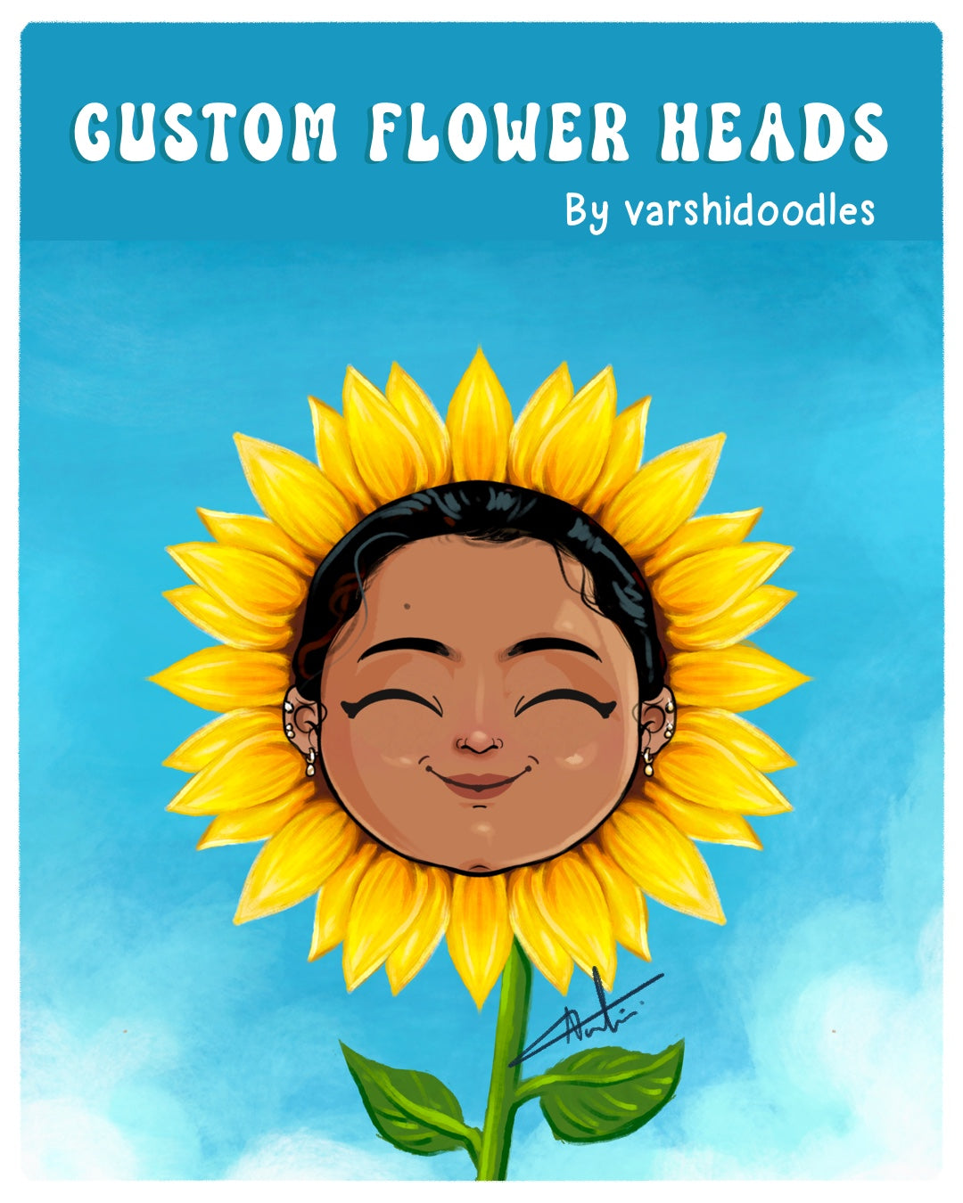 SUNFLOWER  || Flower Heads || Custom doodles  || soft copy / prints || Free shipping for prints