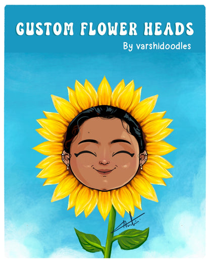 SUNFLOWER  || Flower Heads || Custom doodles  || soft copy / prints || Free shipping for prints