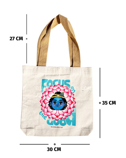 KRISHNA  “FOCUS ON THE GOOD “ Tote bag || PRE ORDER || FREE SHIPPING || Pre-order closes Sep 30 || Ships from Oct 1st week