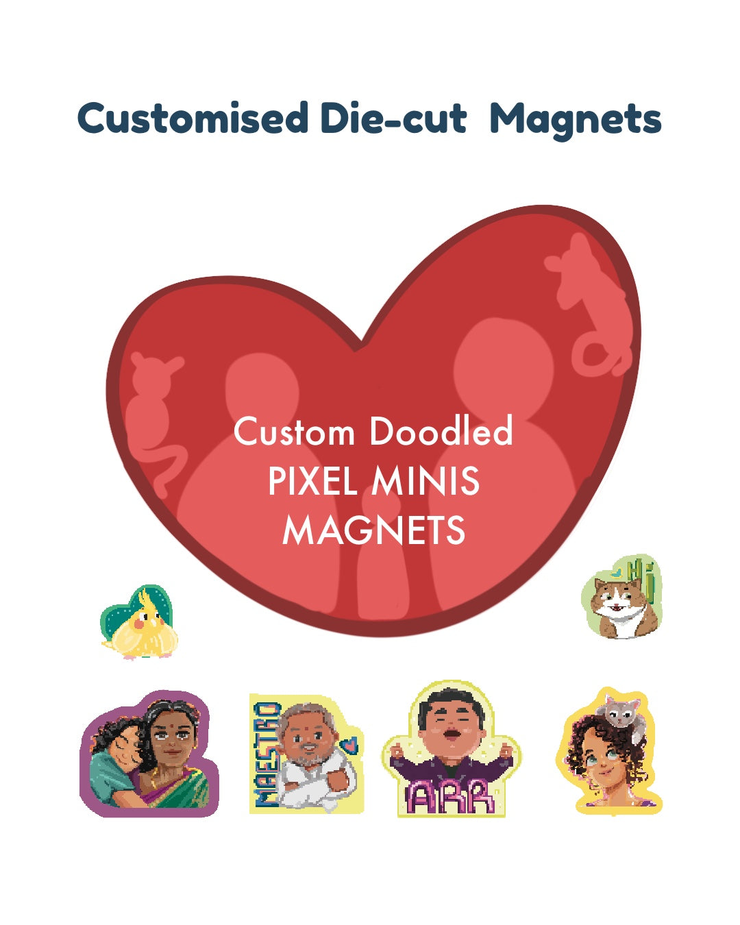 Customised Fridge magnets || Pixel mini doodles