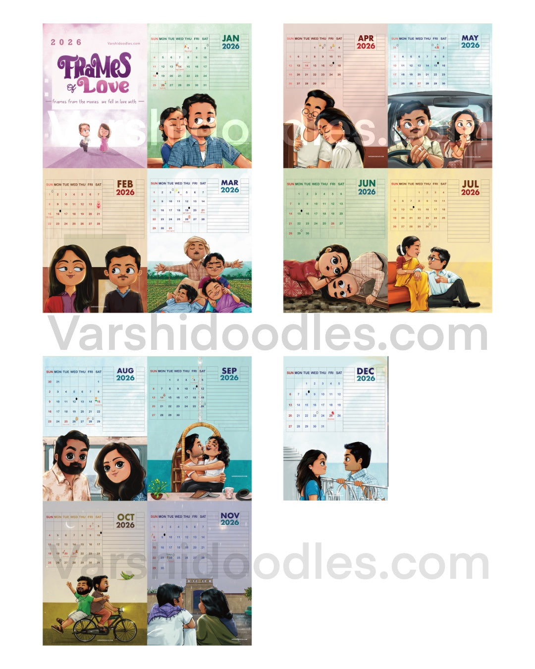 Frames of love  || DESK CALENDAR || Free shipping