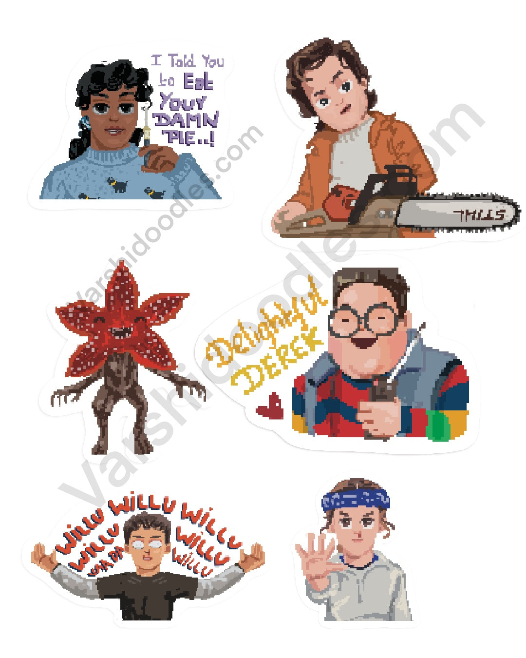 Stranger things S5 sticker sheet   || size A6 || pixel art