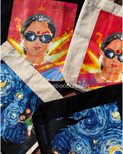 NEELAMBARI Pixel art Tote bag || PRE ORDER || FREE SHIPPING || Pre-order closes Sep 30 || Ships from Oct 1st week