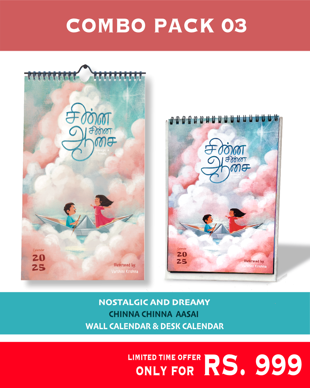 DESK & WALL MONTHLY CALENDAR || COMBO PACK || Free shipping