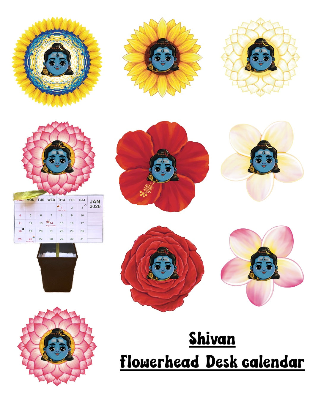FLOWER HEADS || Monthly calendar || Free shipping