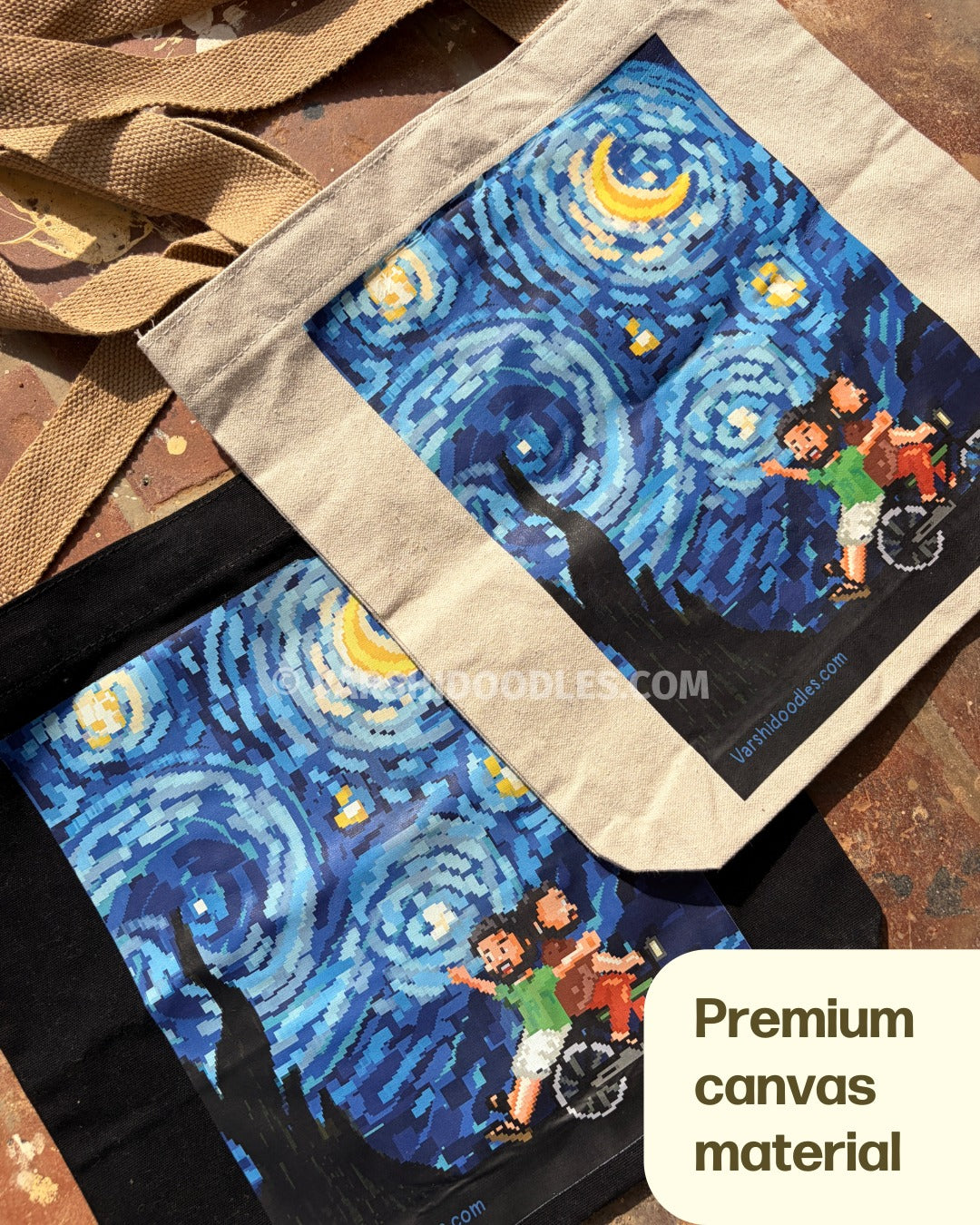 MEIAZHAGAN x STARRY NIGHT Pixel art Tote bag || PRE ORDER || FREE SHIPPING || Pre-order closes Sep 30 || Ships from Oct 1st week