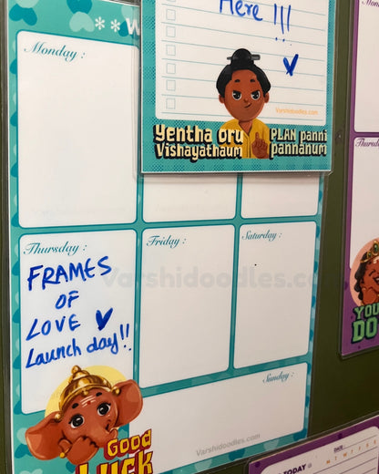 Good luck Ganesha || WEEKLY PLANNER || Magnetic || easy to write and wipe