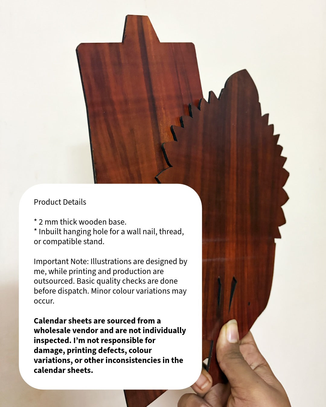 2027 Sunflower Murugan  ||  wooden base daily sheet WALL Calendar ||  FREE SHIPPING PRE ORDER SHIPPING ONLY AFTER NOVEMBER 15