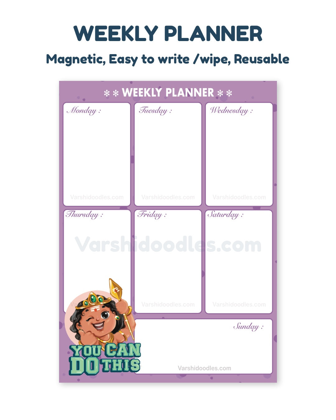 MURUGA You can do it || WEEKLY PLANNER || Magnetic || easy to write and wipe