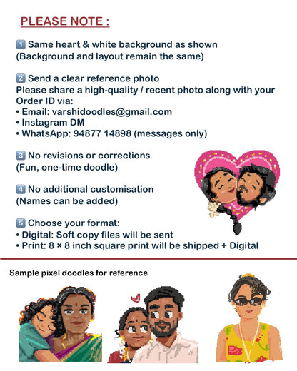 SWEETHEARTS 💖 Pixel minis || Custom doodles || Soft copy or laminated Art print (without frame) || Free shipping for prints