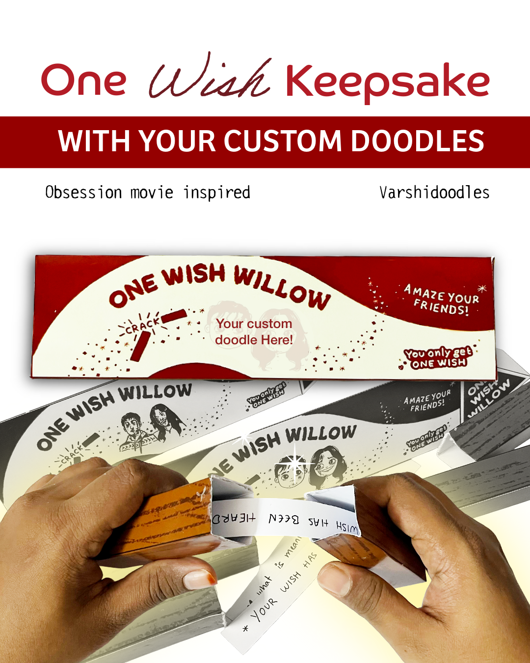 ONE WISH KEEPSAKE WITH CUSTOM DOODLES || Obsession movie inspired || FREE SHIPPING