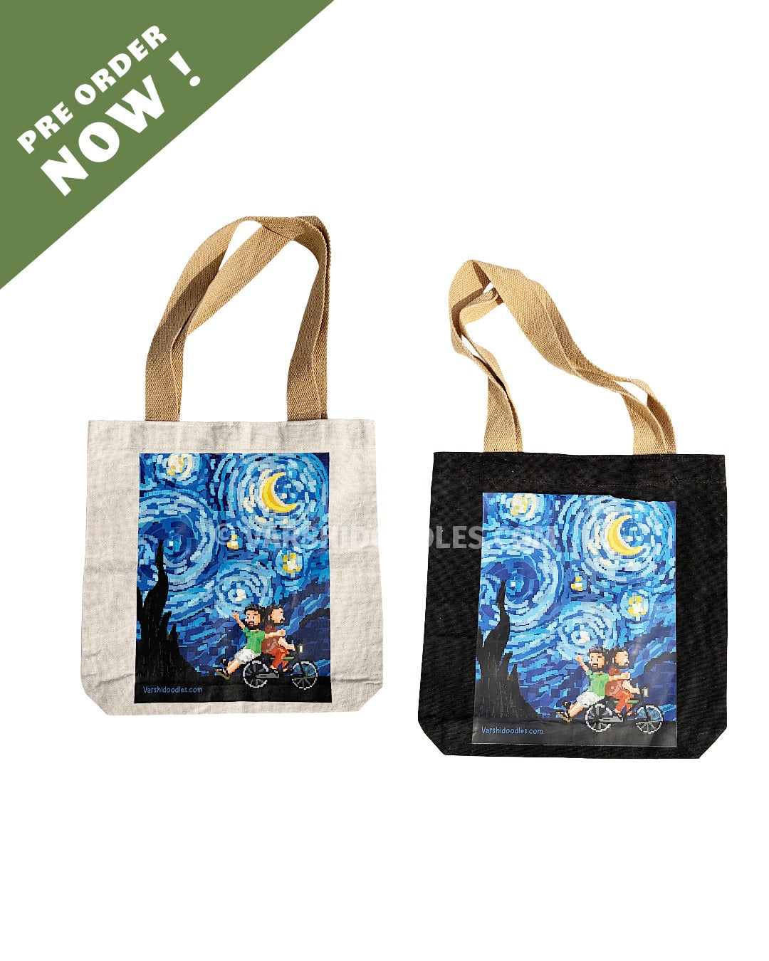 MEIAZHAGAN x STARRY NIGHT Pixel art Tote bag || PRE ORDER || FREE SHIPPING || Pre-order closes Sep 30 || Ships from Oct 1st week