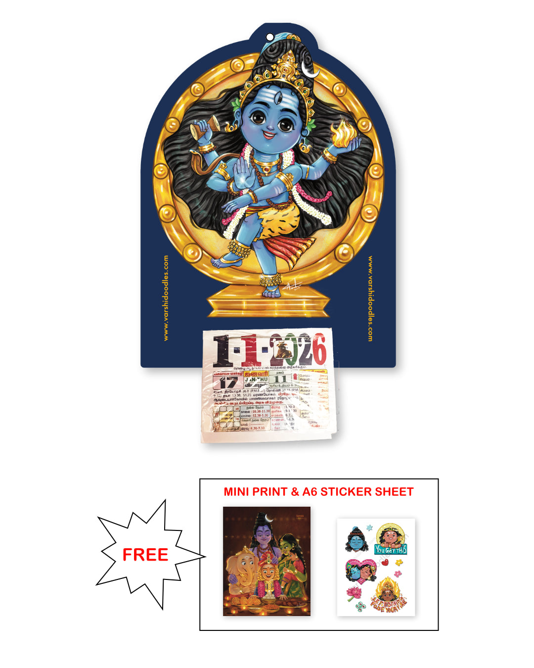 Natarajar – 2026  shivan Daily Calendar ||  wooden base daily  Calendar || Free shipping