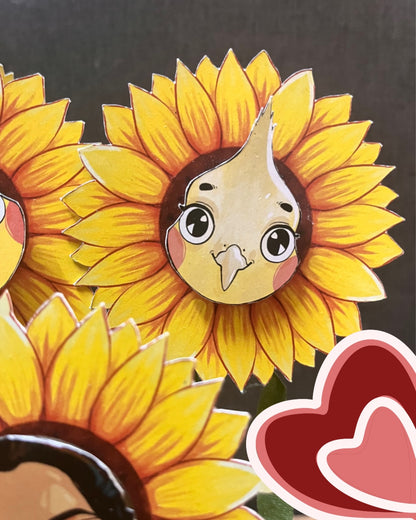 Customised FLOWER HEADS with Custom Doodle Calendar Featuring You, Your Pets, or Your People || Monthly calendar || Free shipping