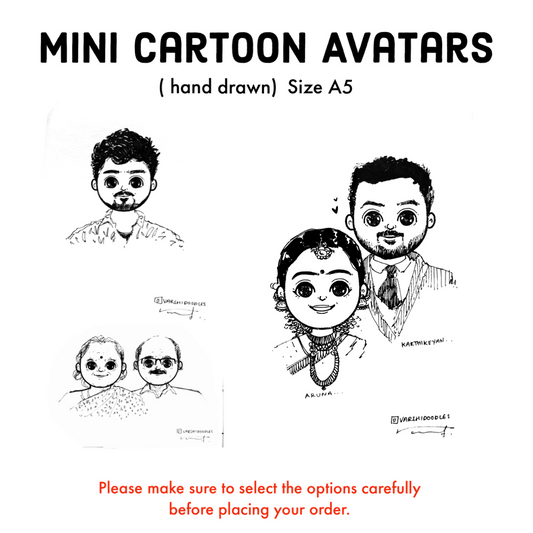 Mini Cartoon Avatars || Size A5 || Hand drawn