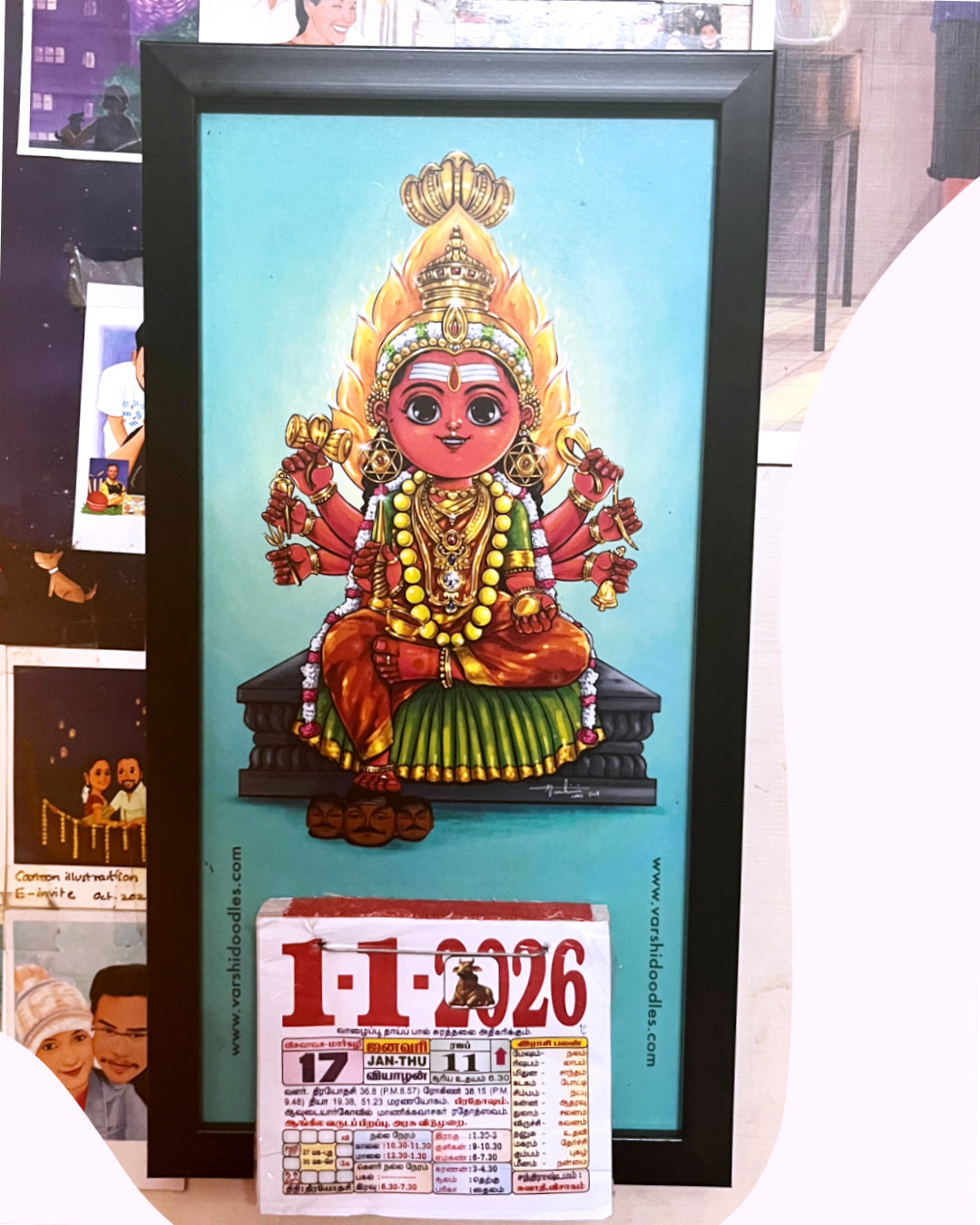 Samayapuram Mariamman  || DAILY CALENDAR (FRAMED) || Free shipping