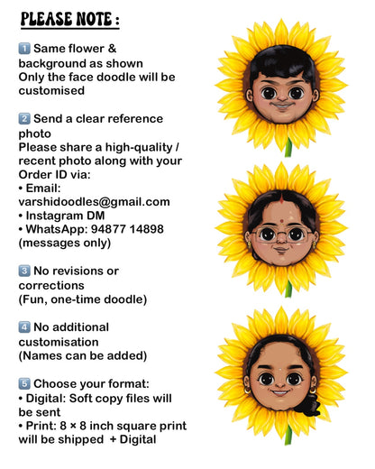SUNFLOWER  || Flower Heads || Custom doodles  || soft copy / prints || Free shipping for prints