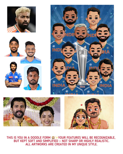 DUO 👥 doodles || Minis by varshidoodles || Custom doodles || Soft copy /Art print|| Free shipping for prints