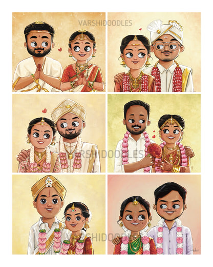 💍👥 Wedding doodles || Minis by varshidoodles || Custom doodles || Soft copy /Art print|| Free shipping for prints
