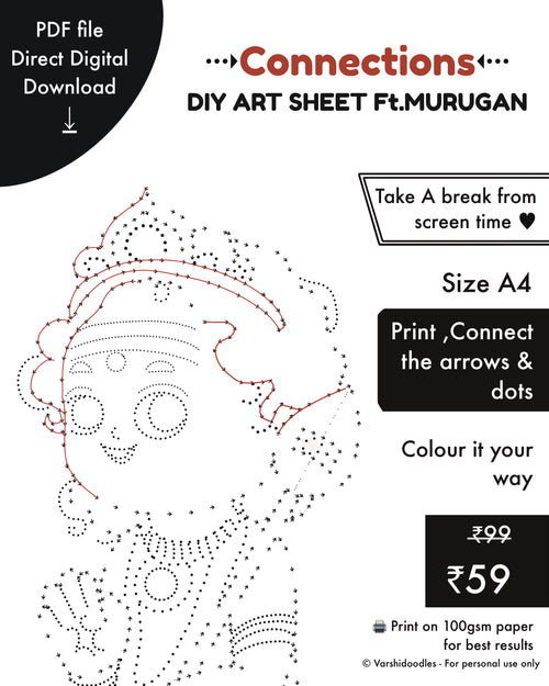 MURUGAN  || CONNECTIONS - a DIY doodle art sheet || PDF FILE || Direct download