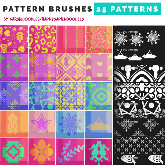 25 patterns ||Procreate pattern brushes ||