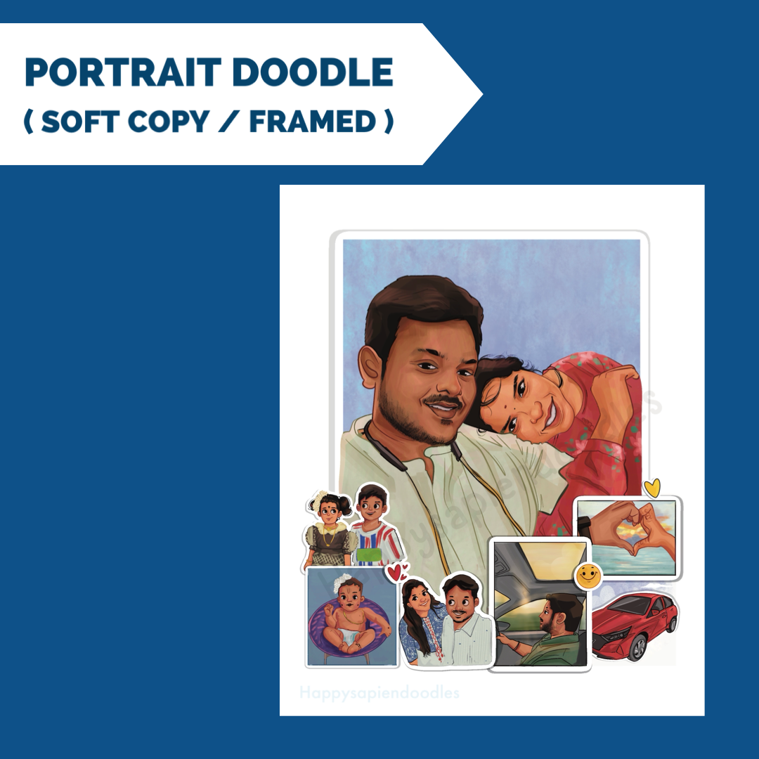 Portrait Doodle Board || Soft copy & Framed ||